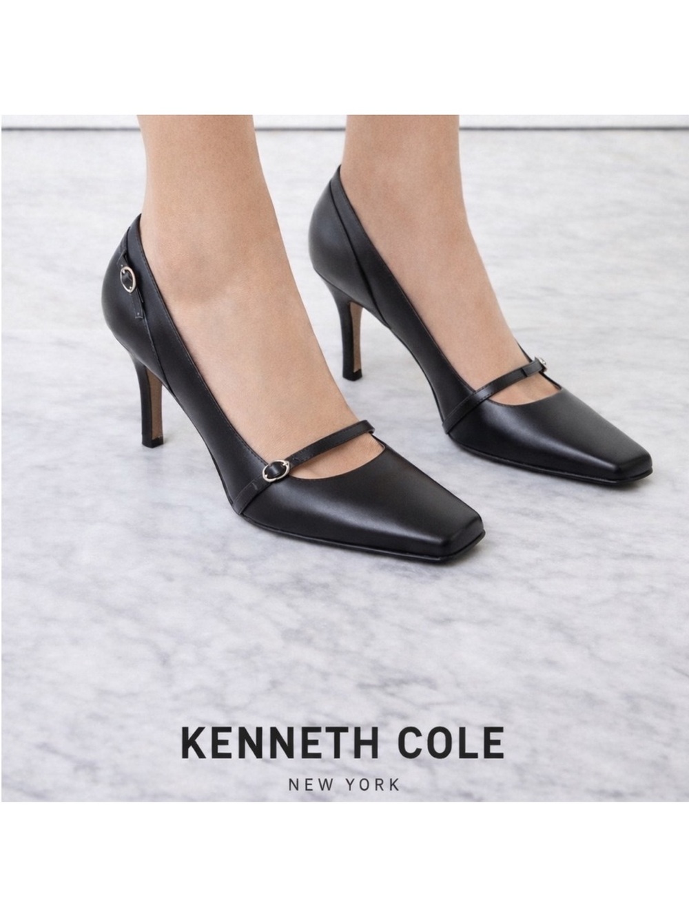 KENNETH COLE NEW YORK BLACK HEELS SIZE 7.5